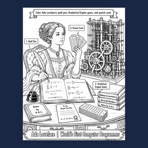 Libro para colorear: 40 inventoras / Historia de la mujer / Para niños de 5.º a 8.º grado / Descarga instantánea en PDF imagen 6