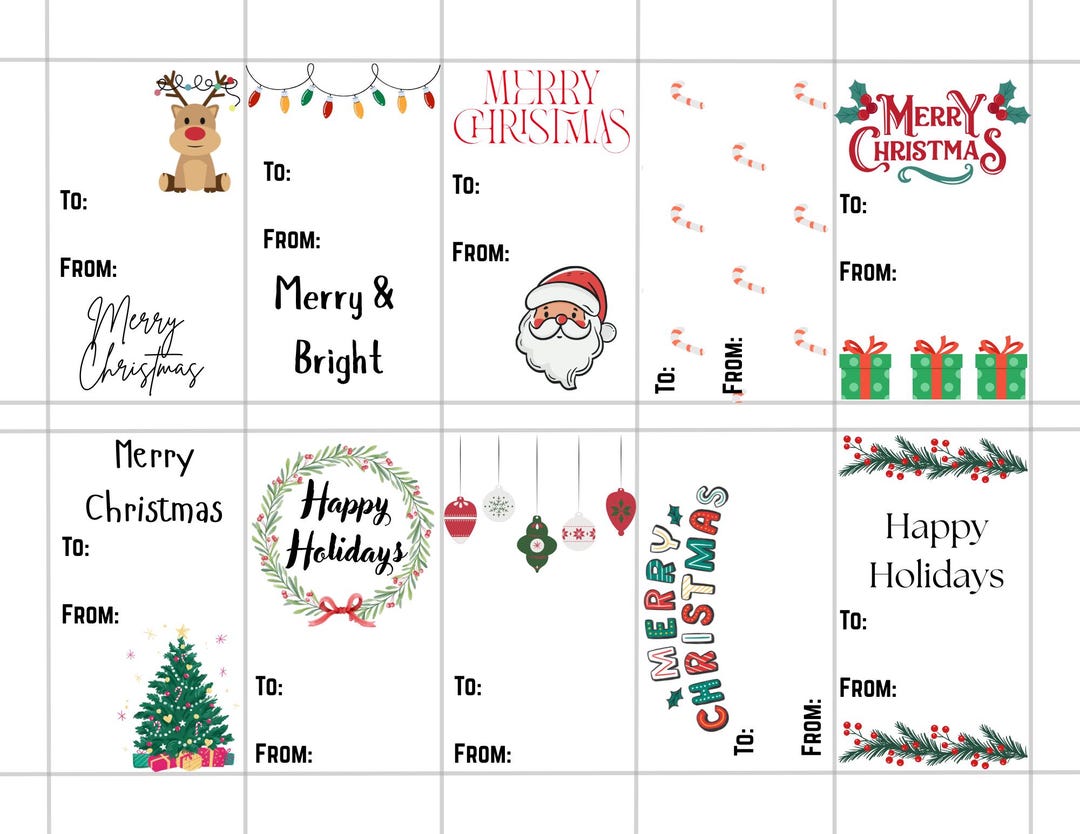 Printable Digital Christmas Gift Tags, Happy Holidays Gift Tags ...