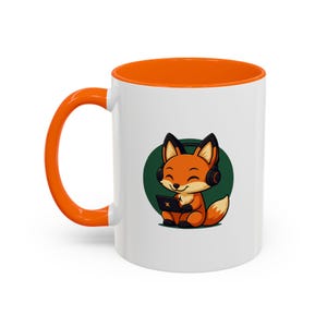 Fox with Headphones Coffee Mug, Cute Animal Tea Cup, Fox Lover Gift, Ceramic Drinkware, Unique Kitchen Decor