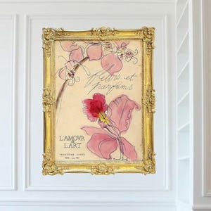 Vintage French Floral Giclée Print – Boho Parisian Wall Art, Matte Vertical Poster, Botanical Home Decor, Gift for Art Lovers