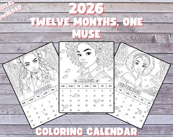 Calendario da colorare 2026: Tema Muse delle donne nere (Download PDF)