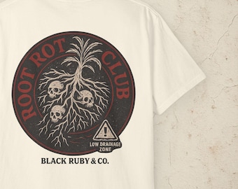Root Rot Club by Black Ruby & Co. - Comfort Colors Shirt | Skeleton Houseplant Graphic | Unisex Streetwear Tee