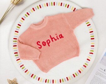 Custom Baby Sweater with Name Embroidered Sweater for Baby Girl Sweater for 1st Birthday Gifts Personalized Baby Sweater for Keepsake Gifts