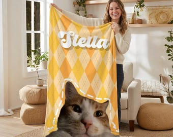Custom Pet Photo Blanket with Pet Name Blanket Gifts for Pet Blanket Personalized Pet Blanket for Dog Portrait Blanket for New Puppy Gifts
