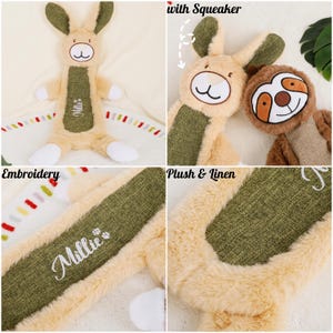 Juguete para perro personalizado, juguete bordado con nombre, juguete de ganso para cachorros, juguete personalizado con chirriador, regalo de cumpleaños para perros. imagen 6