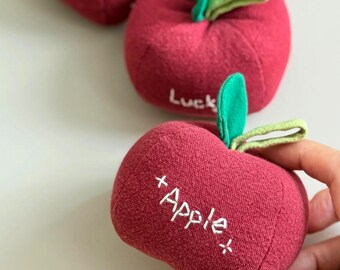 Personalized Dog Toy Embroidered Pet Toy with Name Pet Cotton Toy for New Puppy Gifts Custom Dog Toy Cute Apple Toy for Dog Christmas Gifts