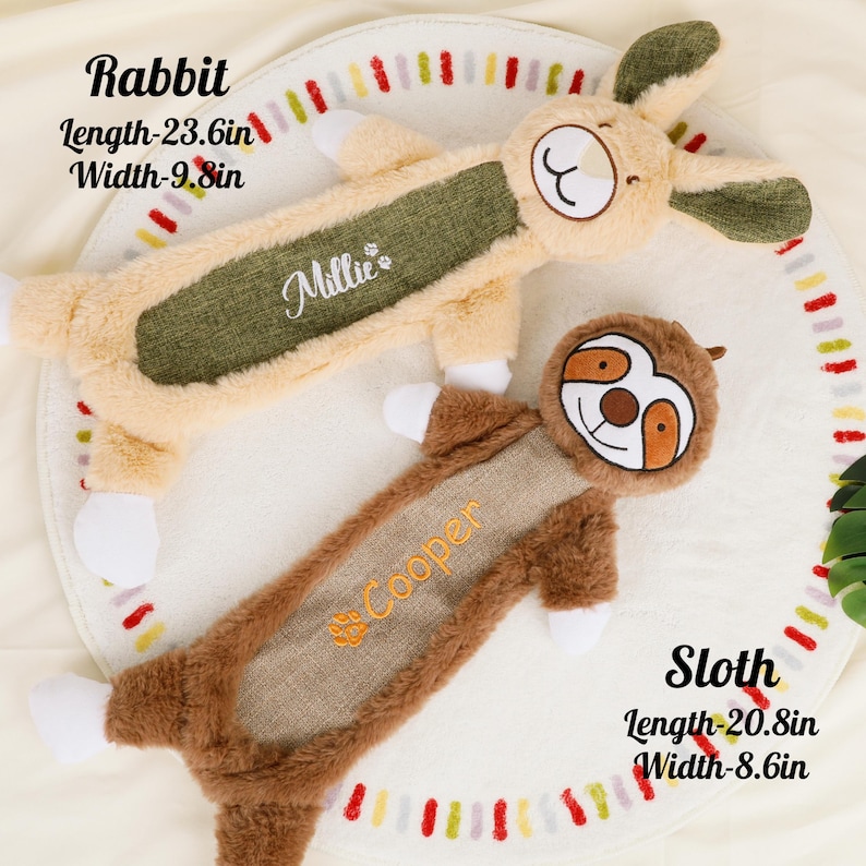 Juguete para perro personalizado, juguete bordado con nombre, juguete de ganso para cachorros, juguete personalizado con chirriador, regalo de cumpleaños para perros. imagen 7