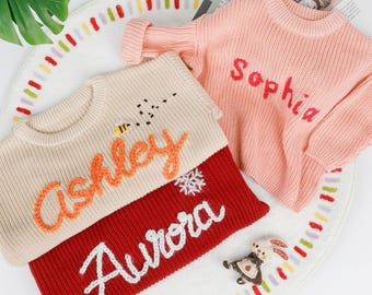 Custom Baby Sweater with Name Sweater for Newborn Sweater Nursery Gift Personalized Sweater for Baby Girl Boy Sweater for Kid Christmas Gift