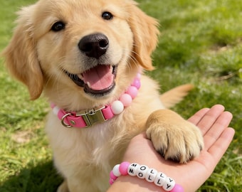 Friendship Bracelet Dog Collar Personalized Bead Dog Collar for New Puppy Gifts Custom Dog Collar Colorful Puppy Collar Gifts for Dog Owner