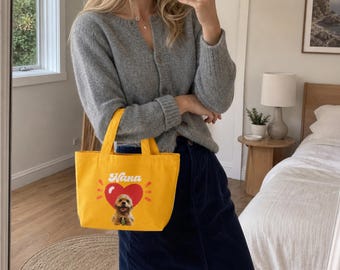 Personalized Dog Tote Bag Pet Portrait Handbag for Dog Mom Gifts Custom Pet Memorial Bag Portrait from Photo for Dog Owner Christmas Gifts