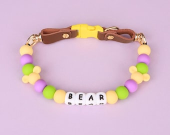 Personalized Beaded Cat Collar with Name Cat Collar for New Kitten Collar Custom Silicone Cute Kitten Collar for Cat Lover Gifts for Cat