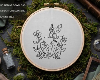 Crystal Fairy Embroidery Pattern | Whimsical Hand Stitch Design