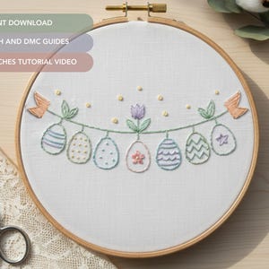 Easter Egg Embroidery Pattern PDF | Spring Floral Hand Embroidery ...