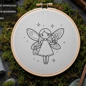 Fee mit Laterne Stickmuster, Wunderliche Pixie Handstickerei