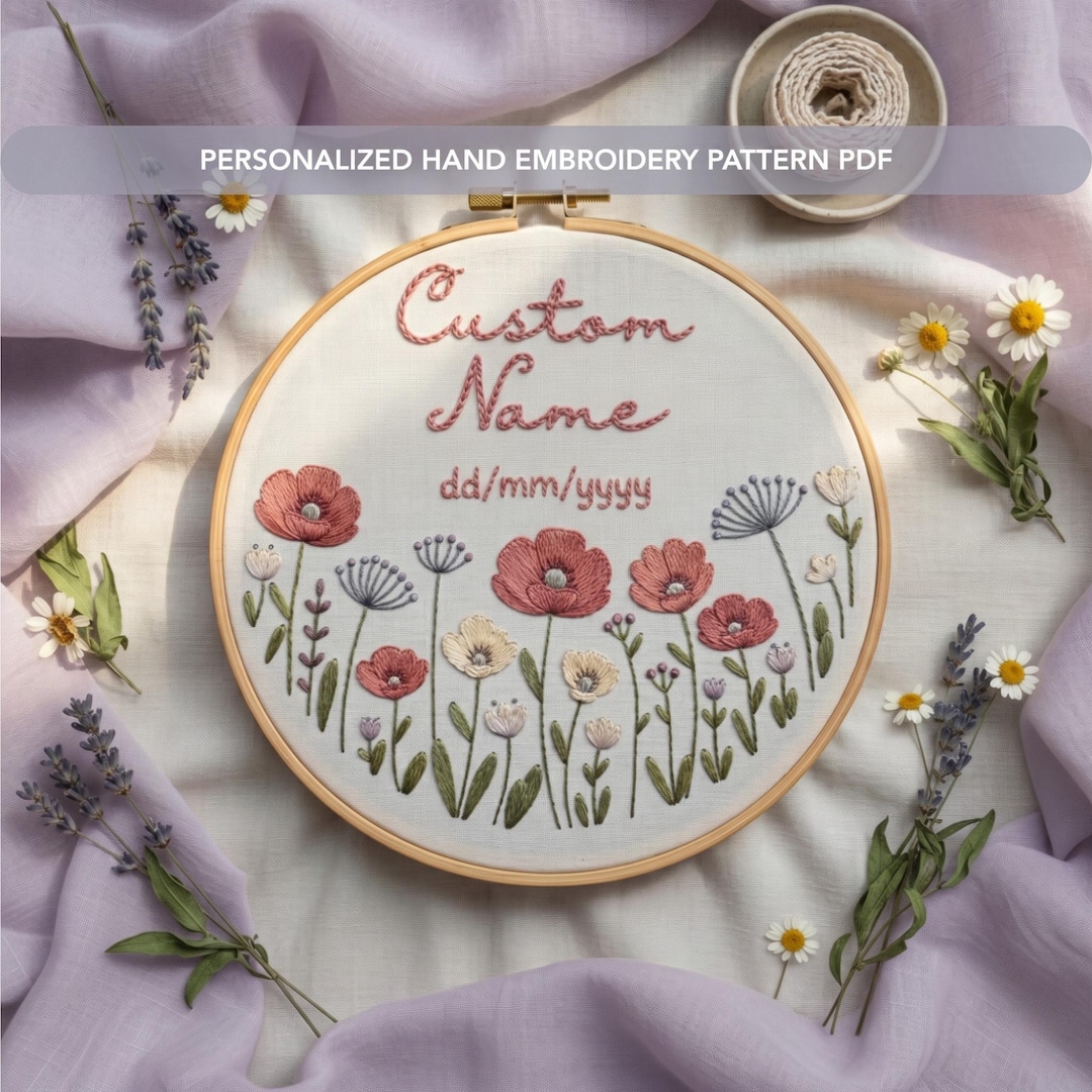 Personalized Baby Name Hand Embroidery Design | Custom Embroidery ...