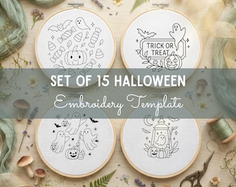 Halloween Embroidery Pattern Bundle: Spooky Hand Embroidery Designs for Beginners (No Stitch Guide)