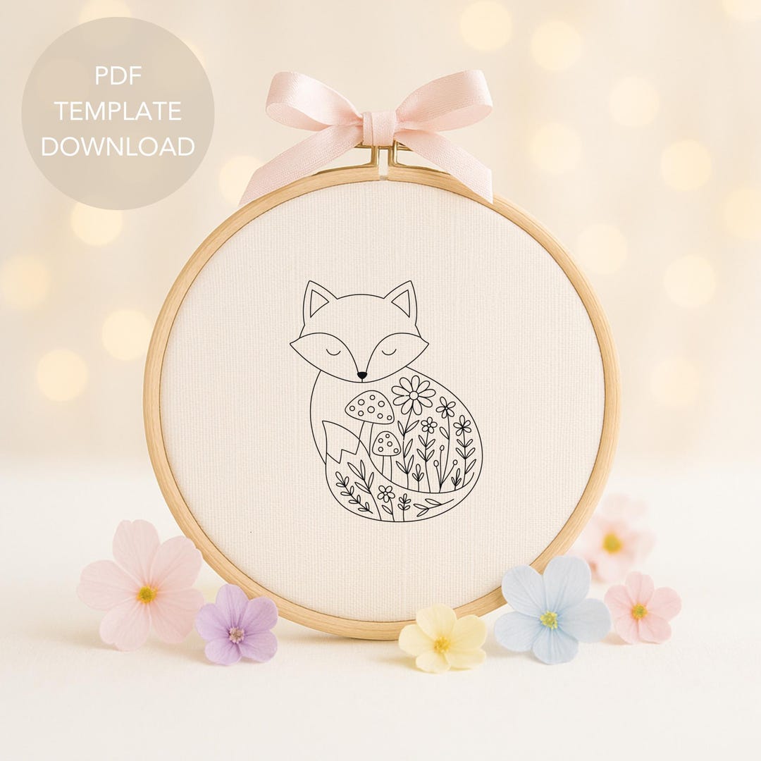 Fox Embroidery Pattern Floral Woodland Hand Embroidery Design for ...