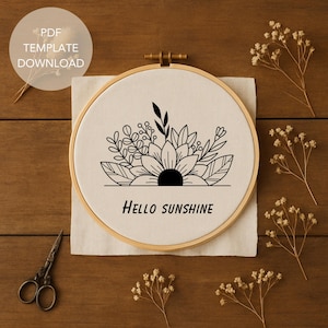 Sunflower Embroidery Pattern PDF Floral Bouquet Hand Embroidery Outline Digital Download For Beginners