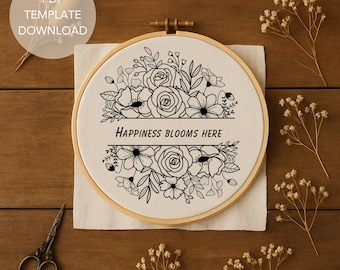 花の刺繍パターン：初心者向けの野花の花束の手刺繍デザイン（ステッチガイドなし）