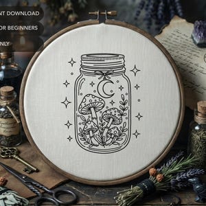 Set di 19 modelli di ricamo stregonesco / Modello di ricamo a mano magico celeste immagine 12