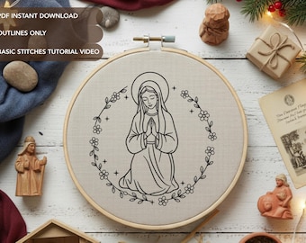 マリアンM刺繍デザイン：聖母マリアのPDFパターン（初級/中級） - Etsy