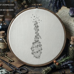 Set di 19 modelli di ricamo stregonesco / Modello di ricamo a mano magico celeste immagine 11