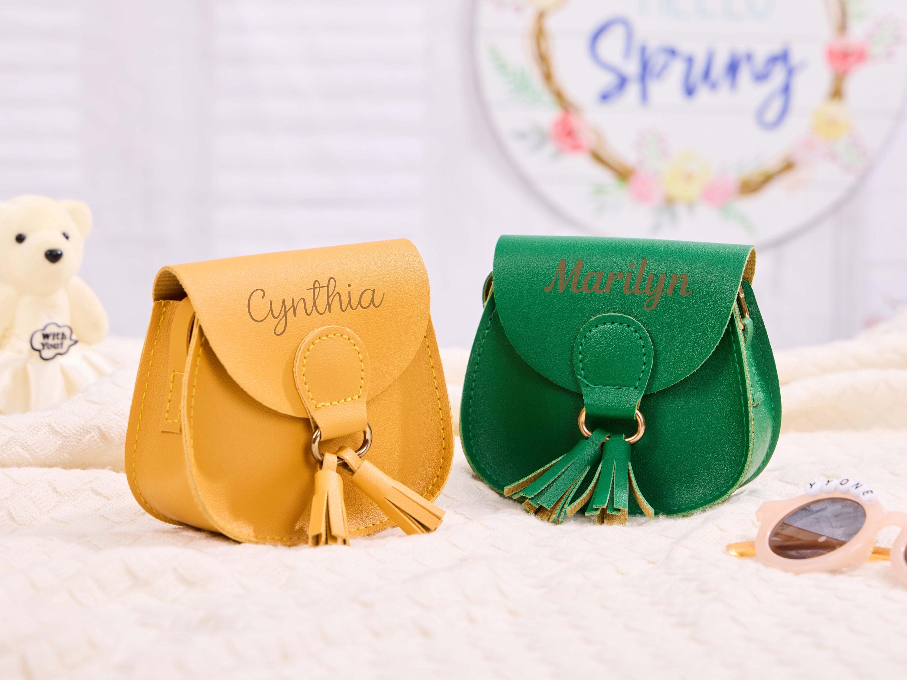 Personalized Little Girls Purse With Tasse,Custom Kids Purse With Name,Kid Crossbody Bag,Girl Handbag,Toddler Bag With Name,Little Girl Gift