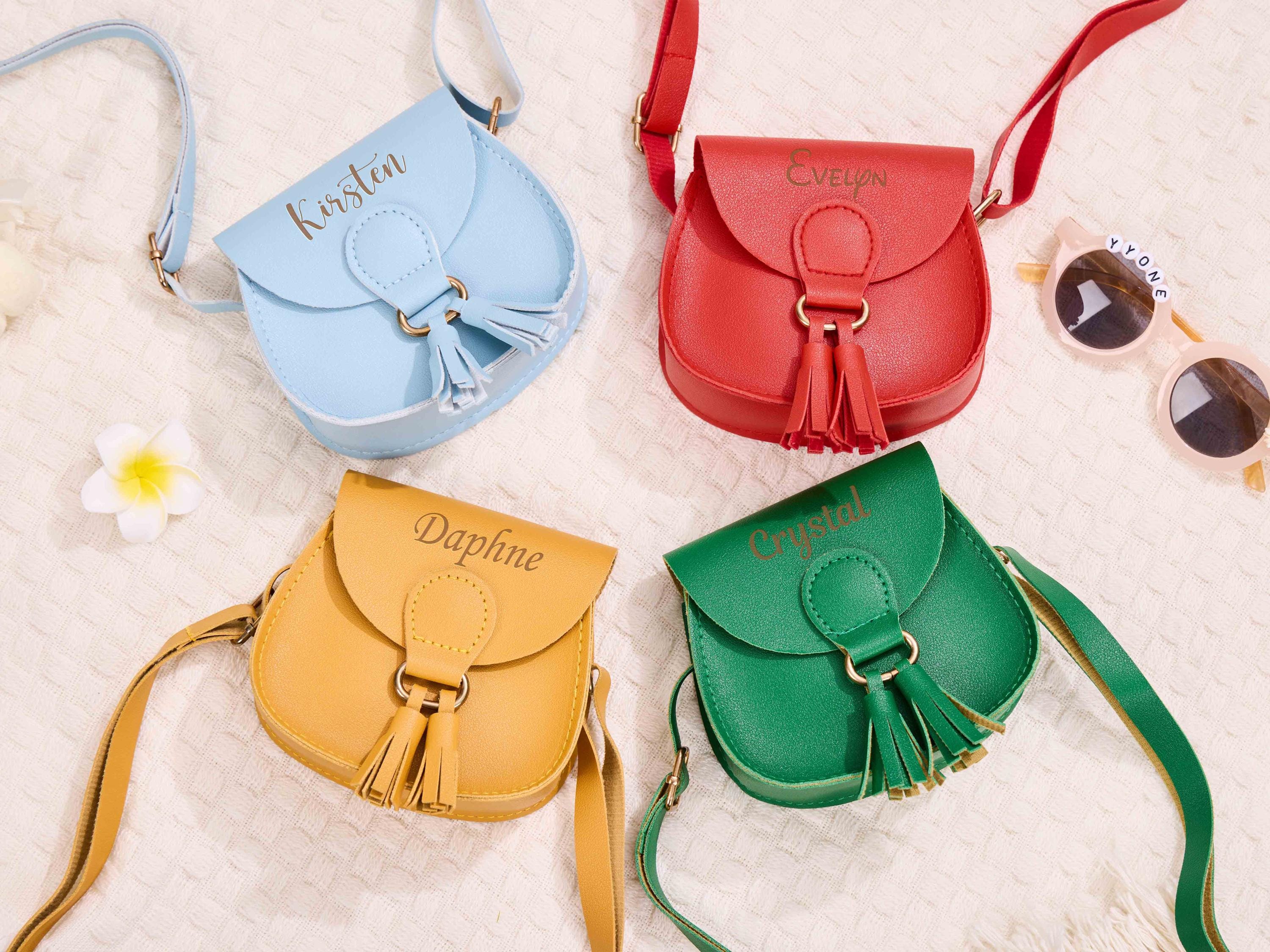 Personalized Little Girls Purse With Tasse,Custom Kids Purse With Name,Kid Crossbody Bag,Girl Handbag,Toddler Bag With Name,Little Girl Gift