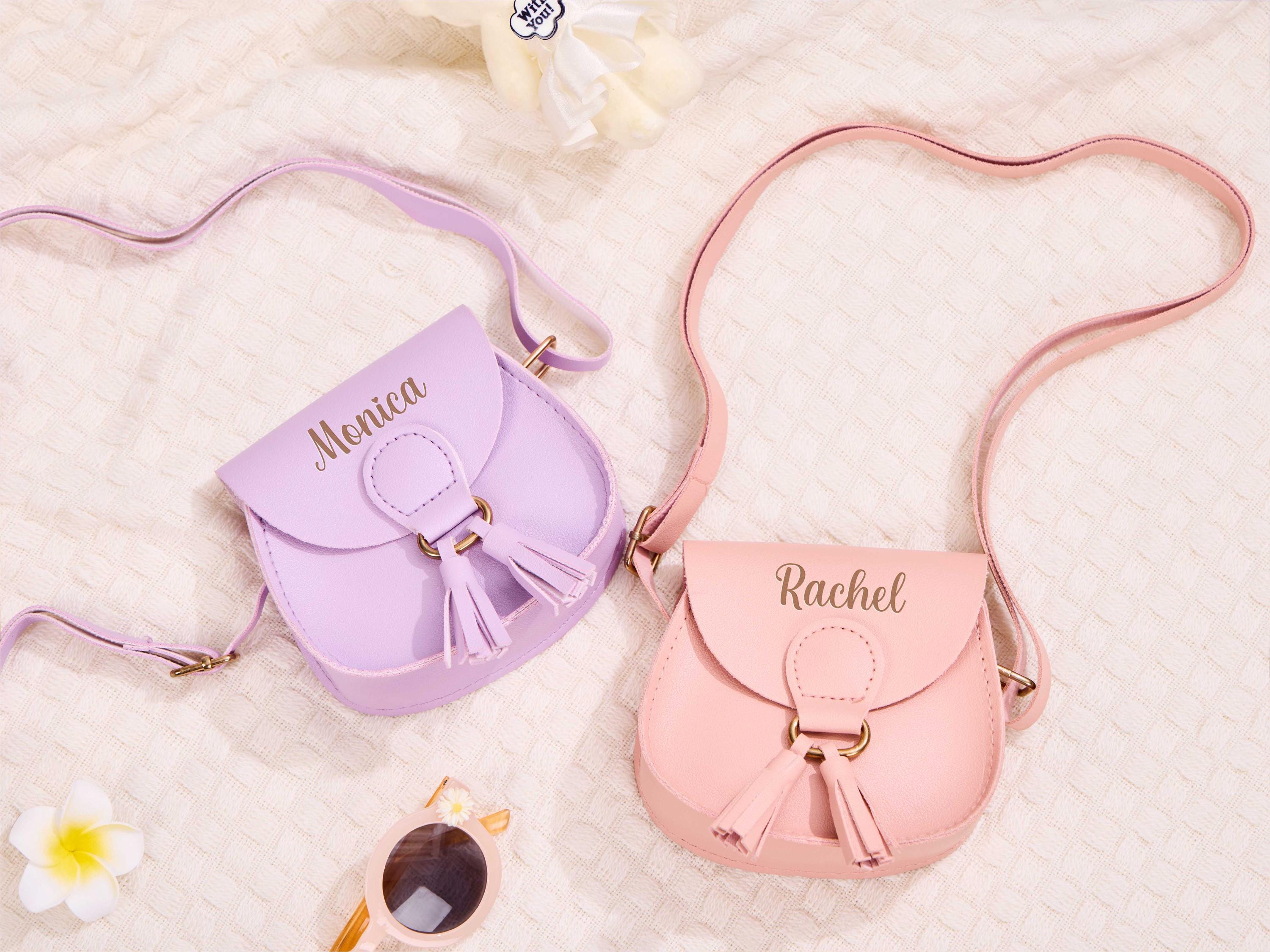 Personalized Little Girls Purse With Tasse,Custom Kids Purse With Name,Kid Crossbody Bag,Girl Handbag,Toddler Bag With Name,Little Girl Gift