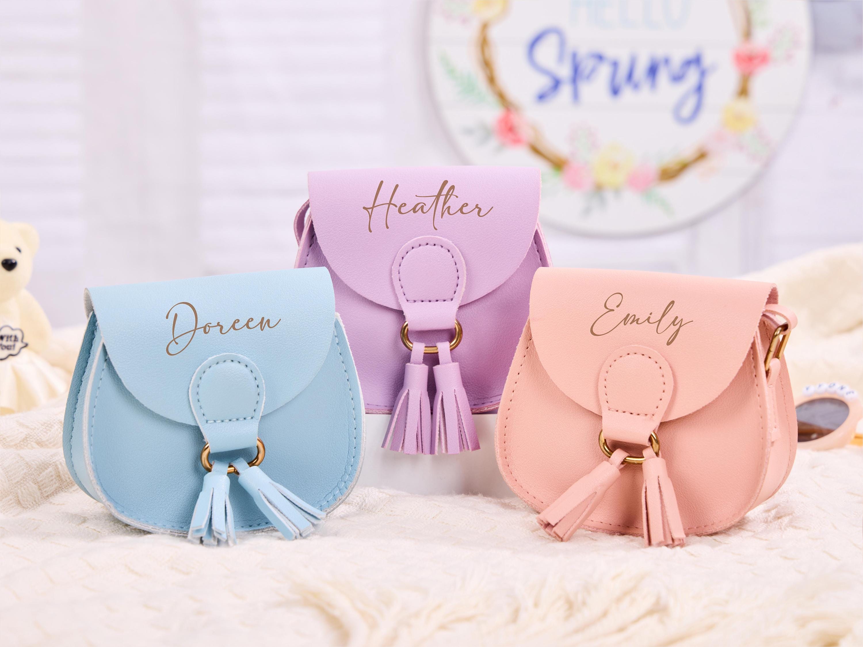 Personalized Little Girls Purse With Tasse,Custom Kids Purse With Name,Kid Crossbody Bag,Girl Handbag,Toddler Bag With Name,Little Girl Gift