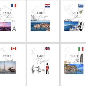 Segnaposto da viaggio per matrimoni, tema "In giro per il mondo"