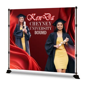 Custom College Graduation Backdrop: Red Drapery Photo Background