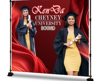 Custom College Graduation Backdrop: Red Drapery Photo Background