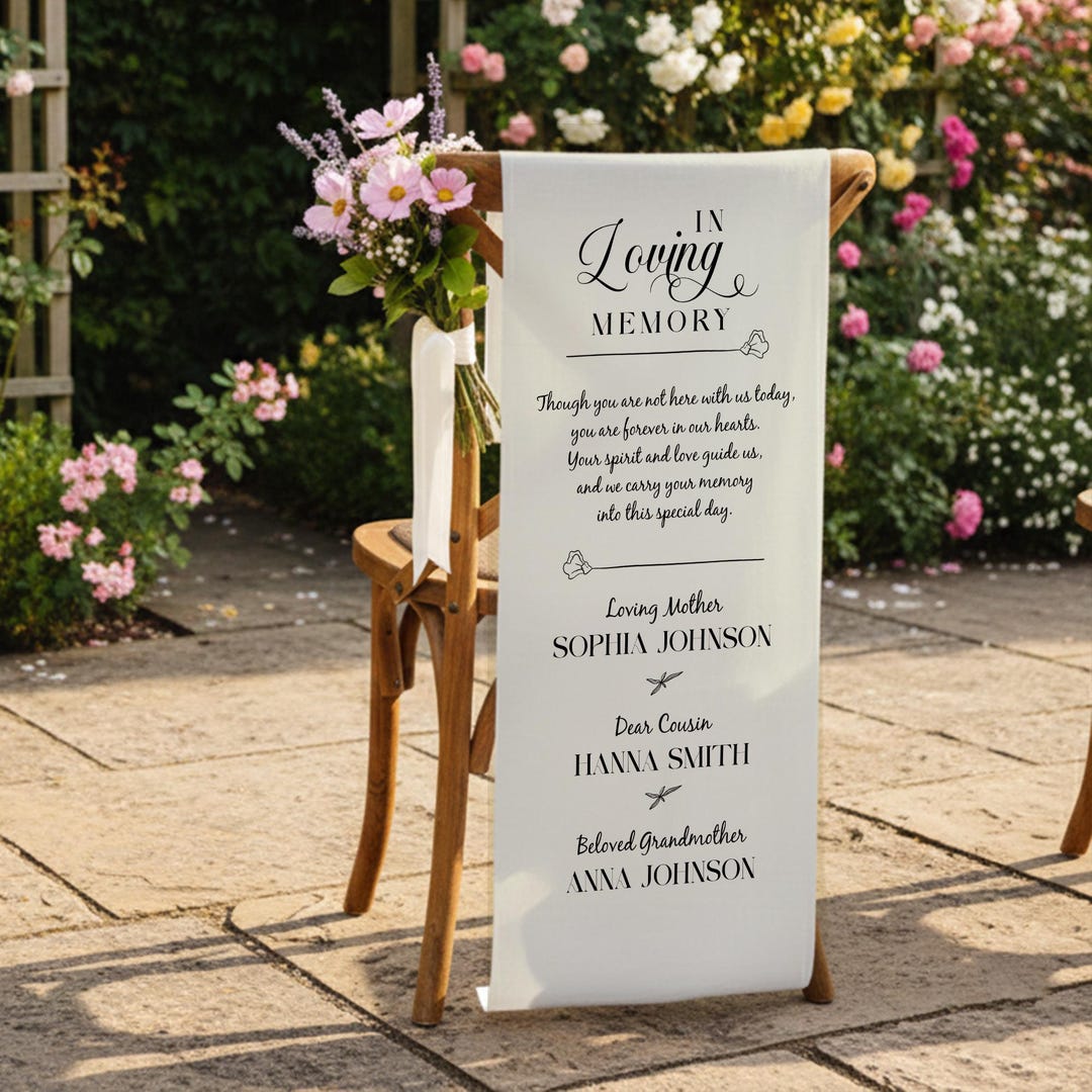 Personalized Wedding Memorial Chair Sash Fabric Remembrance - Etsy