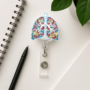 Lung Badge Reel, Ausweisrolle ID-Halter, Krankenschwester Geschenk, Atemtherapeut Abzeichen, Floral Lunge ID-Clip, niedliche medizinische Ausweis Reel, süßes Geschenk