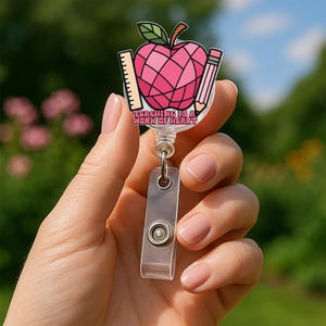 Bobine d'insigne d'enseignant – « Enseigner est une oeuvre de cœur », design pomme, bobine d'insigne pour éducateurs, joli cadeau de remerciement pour enseignant, rentrée des classes