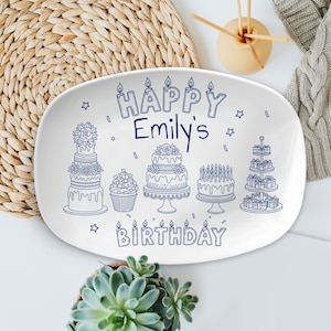 Personalized Birthday Plate, Custom Name Cake Plate, Happy Birthday Gift Dish, Kids Birthday Keepsake, Party Dessert Platter,Cute Plate Gift