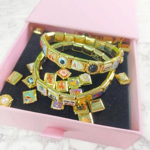 Gold Italian Bracelet, Custom Gold Italy Charms, Personalized Italian Bracelet Charms, Italy Bracelet, Gift for Her