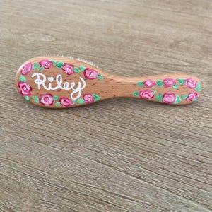 hand Painted baby brush personalized new baby gift baby girl keepsake name with floral design hair brush for newborn custom name gift flower