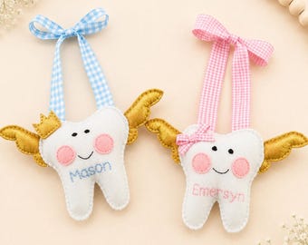 Personalized tooth fairy pillow door hanger for tooth fairy custom tooth holder hanging pillow tooth fairy gift for kids pillow with pocket