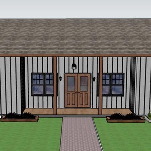 Gable Roof House Plans: 3 Bedroom Small House DIY Blueprints ( 1582SF, 44x34)