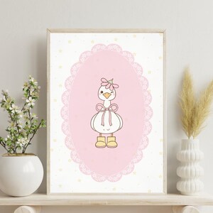 Digital Goose Wall Art for Nursery Printable Silly Goose Decor Baby Girl Room Duck Print Cute Farm Animal Poster Cottagecore Nursery Art
