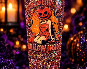 Pumpkin Girl Halloween Tumbler 24 Oz, Halloween Glitter Cup, Pumpkin Cup, Spooky Tumbler, Acrylic Glitter Tumbler