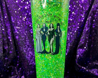 Halloween Glitter Glow in the Dark Tumbler: Spooky Gothic Girl Gang Villain Vibes - 24oz