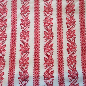 Cotton Blend Fabric: Red & Pink Floral Braid Design - 3 1/4 Yards