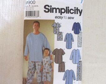 Einfachheits Schnittmuster 9900 Jungen und Herren Pyjamas und Nachthemden