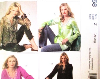 McCalls Schnittmuster M4968, Womens Day Kollektion, Damen Tunikas, Größe L Extra L, Ungeschnitten