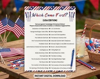 250th Anniversary 4th of July Trivia, 4th of July Game, 4th of July Games, Independence Day Game, 4th of July Family Game, Patriotic Games