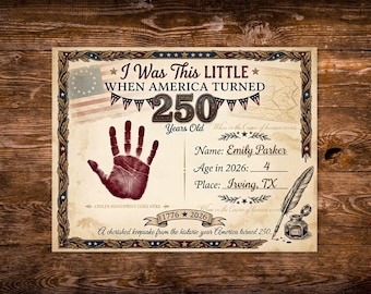 250th Anniversary 4th of July Handprint Art, America Independence Day Craft, Patriotic Baby Toddler Keepsake Printable, Nursery, Homeschool