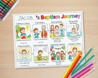 Baptism Coloring Page Kids, Baptism Journey Printable, What Is Baptism Bible Lesson, Sunday School Worksheet, Christening Gift, Preschool